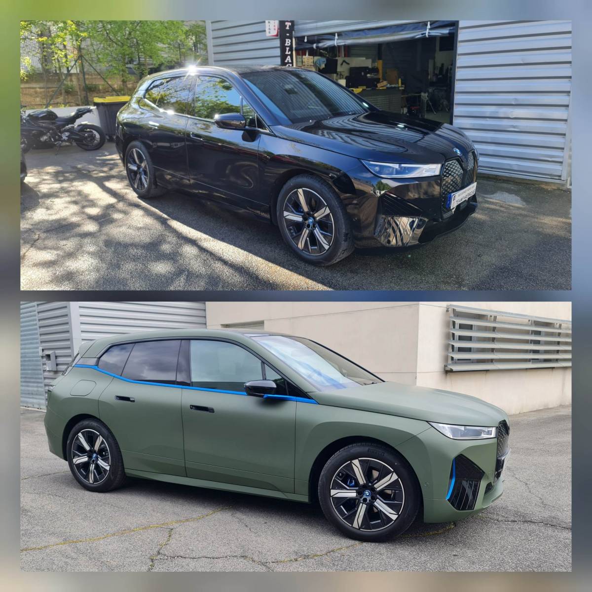 Du noir au vert militaire sur ce Bmw ix 