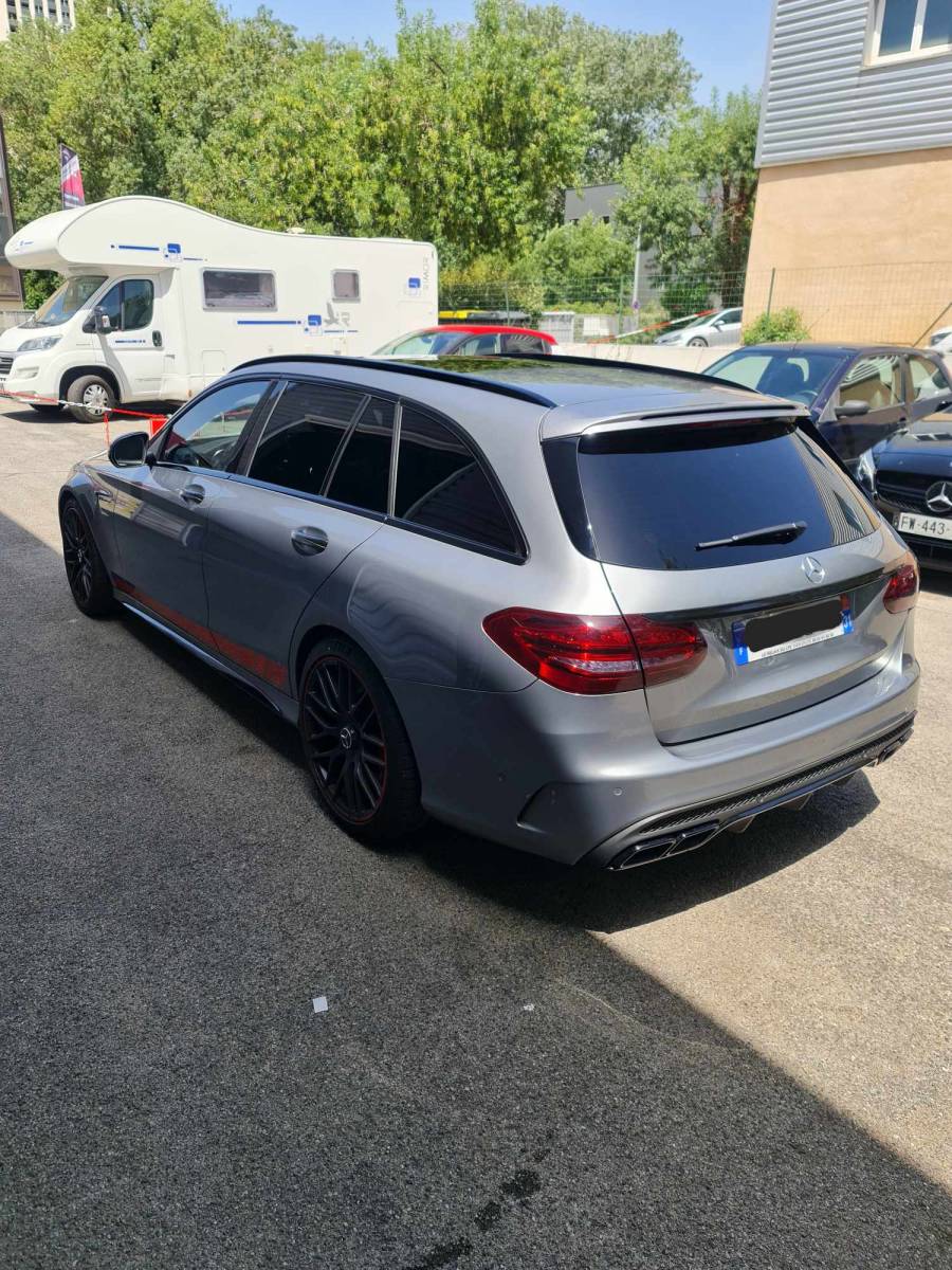Vitres teintées sur cette Mercedes Class C63 amg break Sur Montpellier 